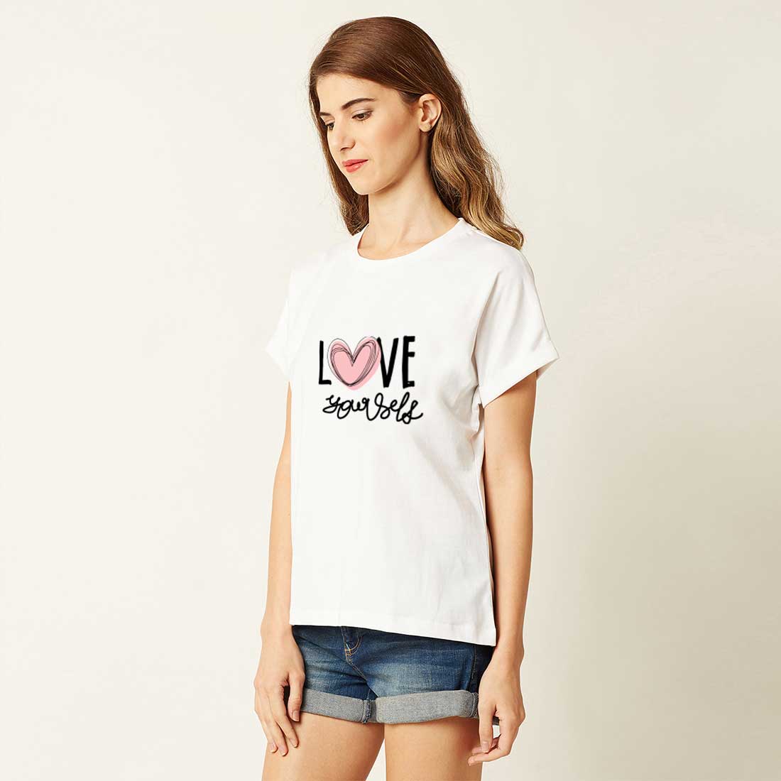 Love Yourself White Women T-Shirt