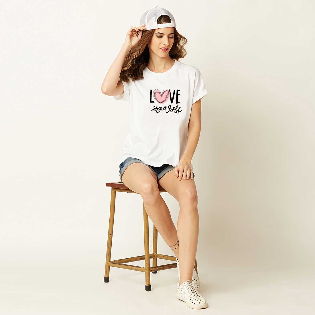 Love Yourself White Women T-Shirt