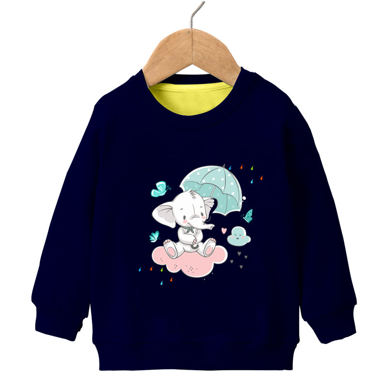 Elephant Print Cotton Girls Sweatshirt