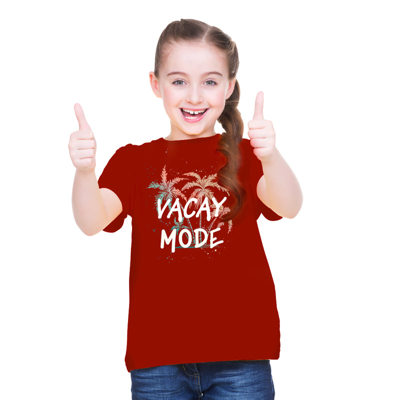 Vacay Mode Printed Girls T-Shirt