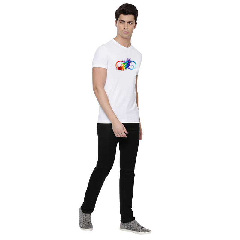 Rainbow Feather Printed Men T-Shirt