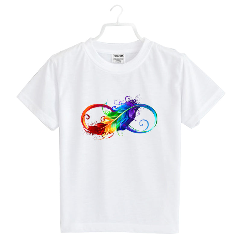 Rainbow Feather Printed Boys T-Shirt