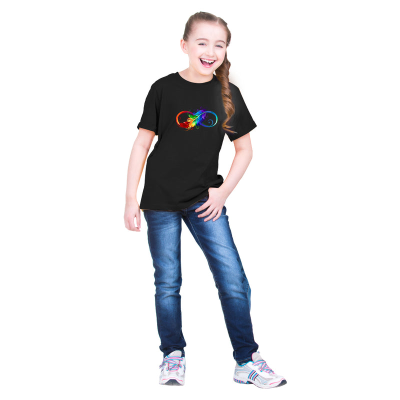 Rainbow Feather Printed Girls T-Shirt