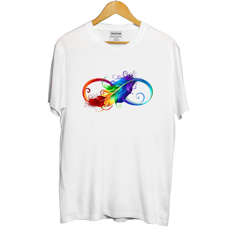 Rainbow Feather Printed Women T-Shirt