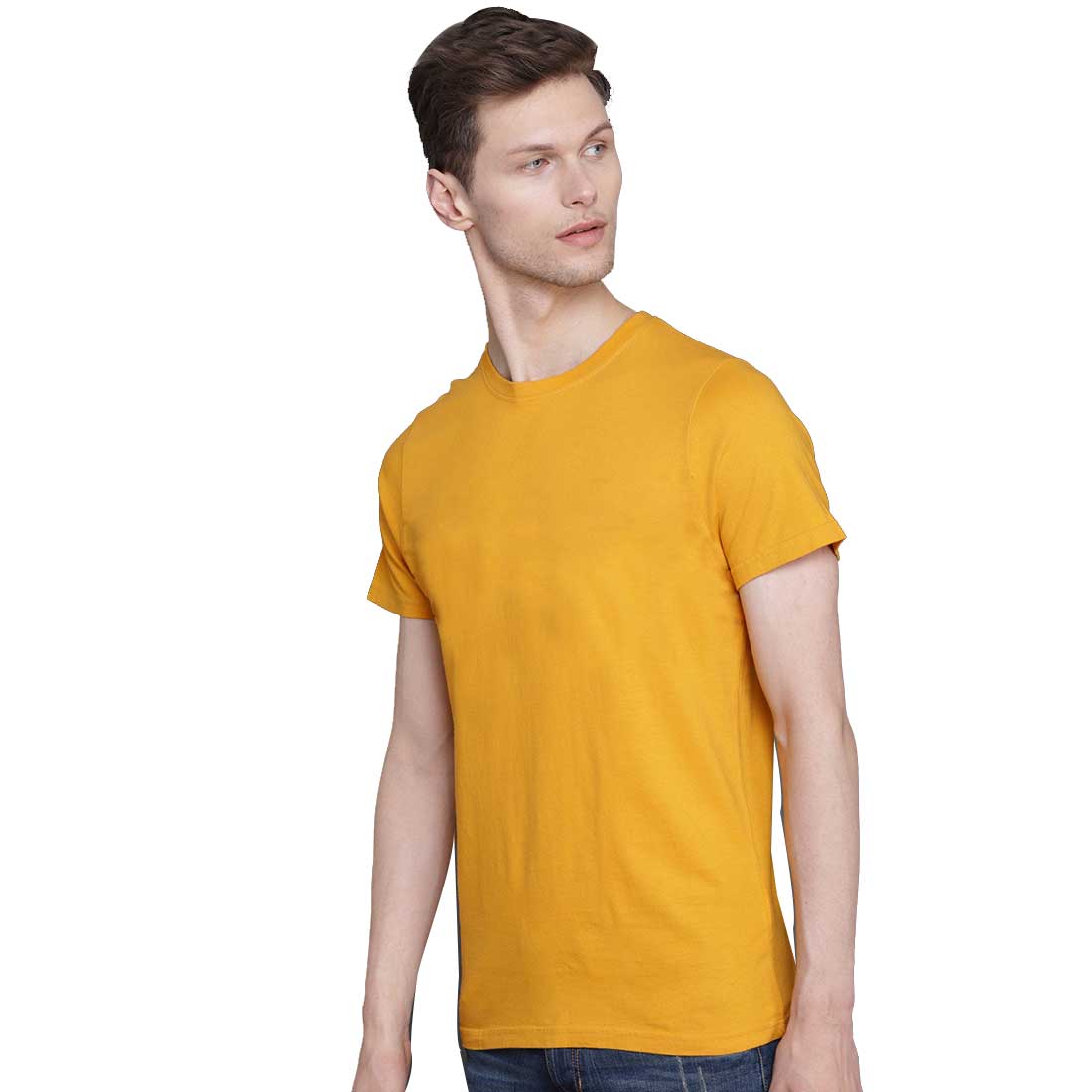 Men Mustered Half Sleeves Plain T-Shirt