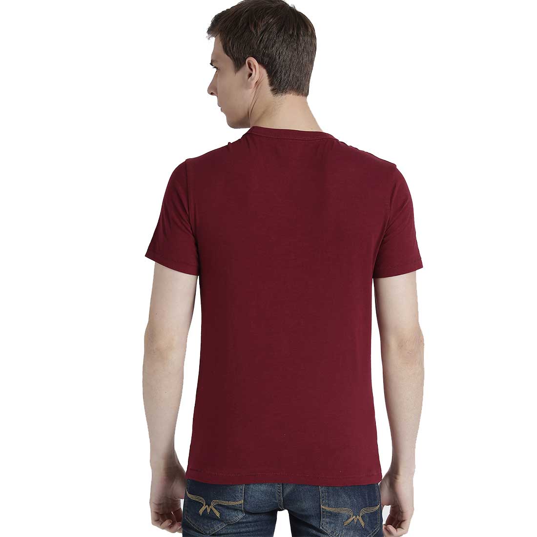Men Maroon Half Sleeves Plain T-Shirt