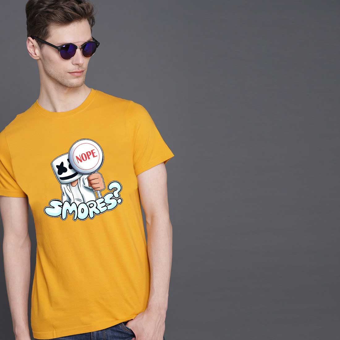 Marshmellow Smores Men Mustard T Shirt