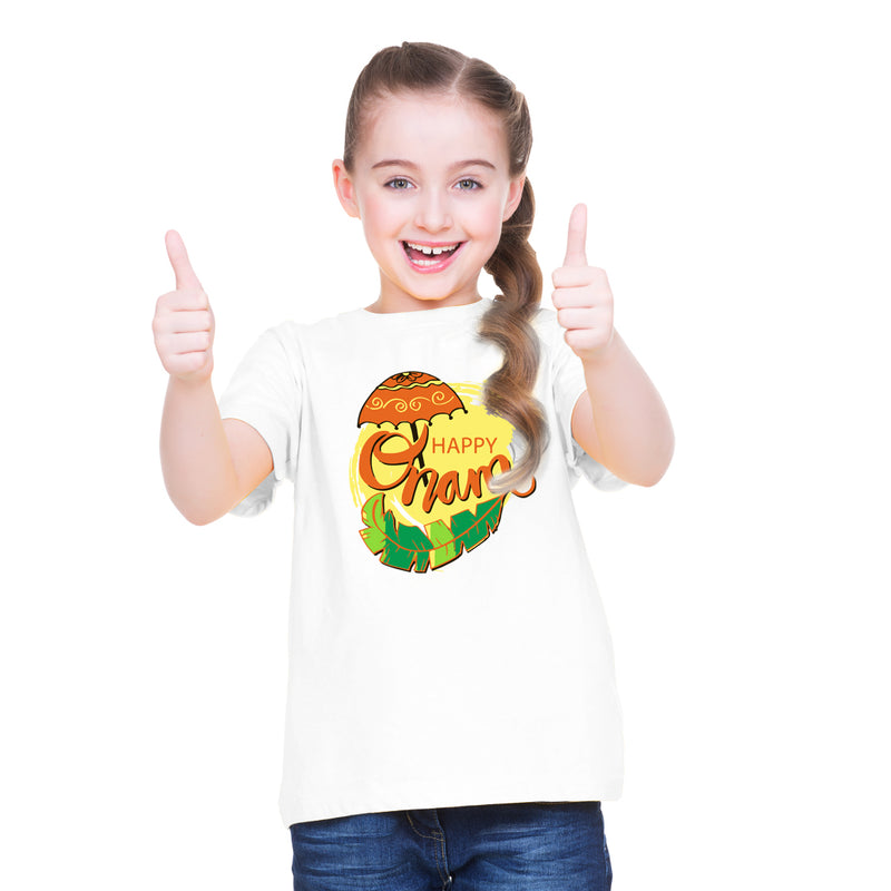 4th Happy Onam Printed Printed Girls T-Shirt