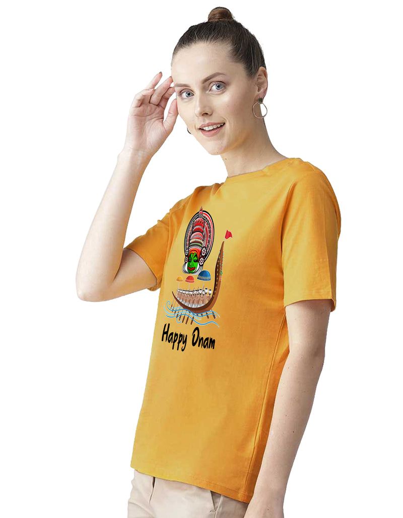 1st Happy Onam Printed Women T-Shirt