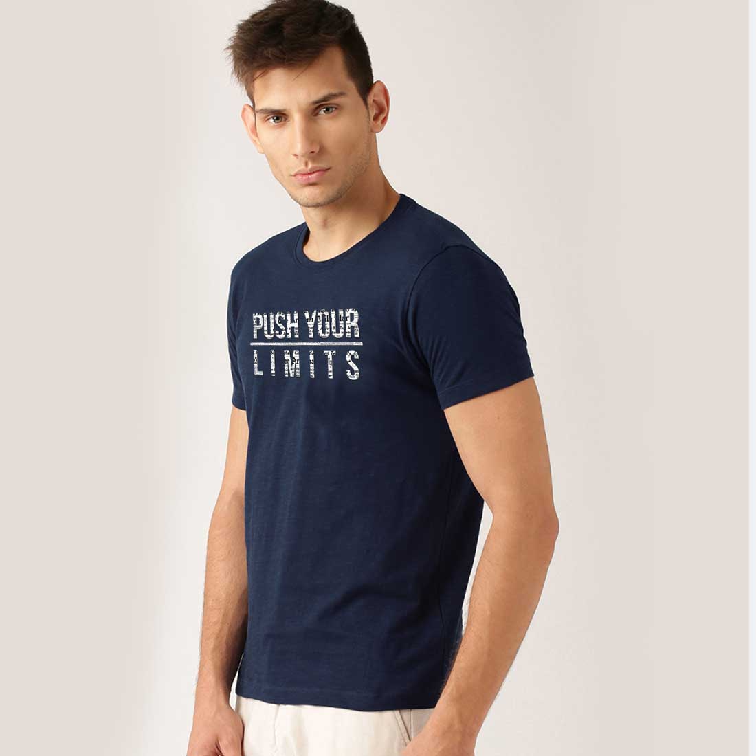 Push Your Limits Men Navy Blue T Shirt