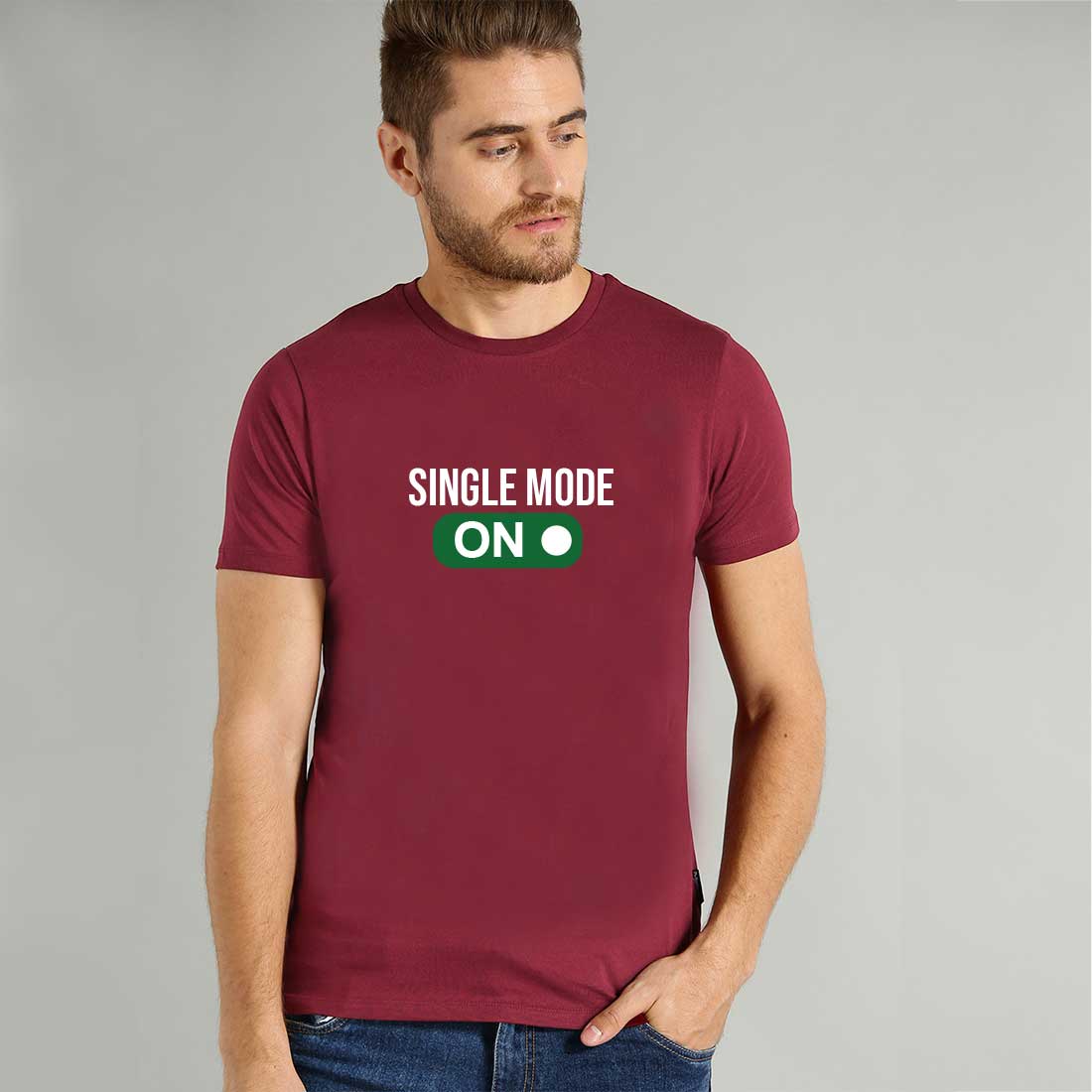 Single Mode On Maroon Men T-Shirt