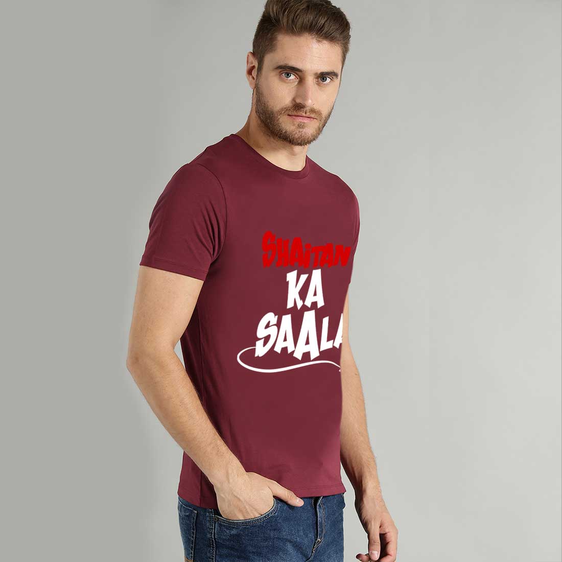 Shaitan Ka Saala Maroon Men T-Shirt