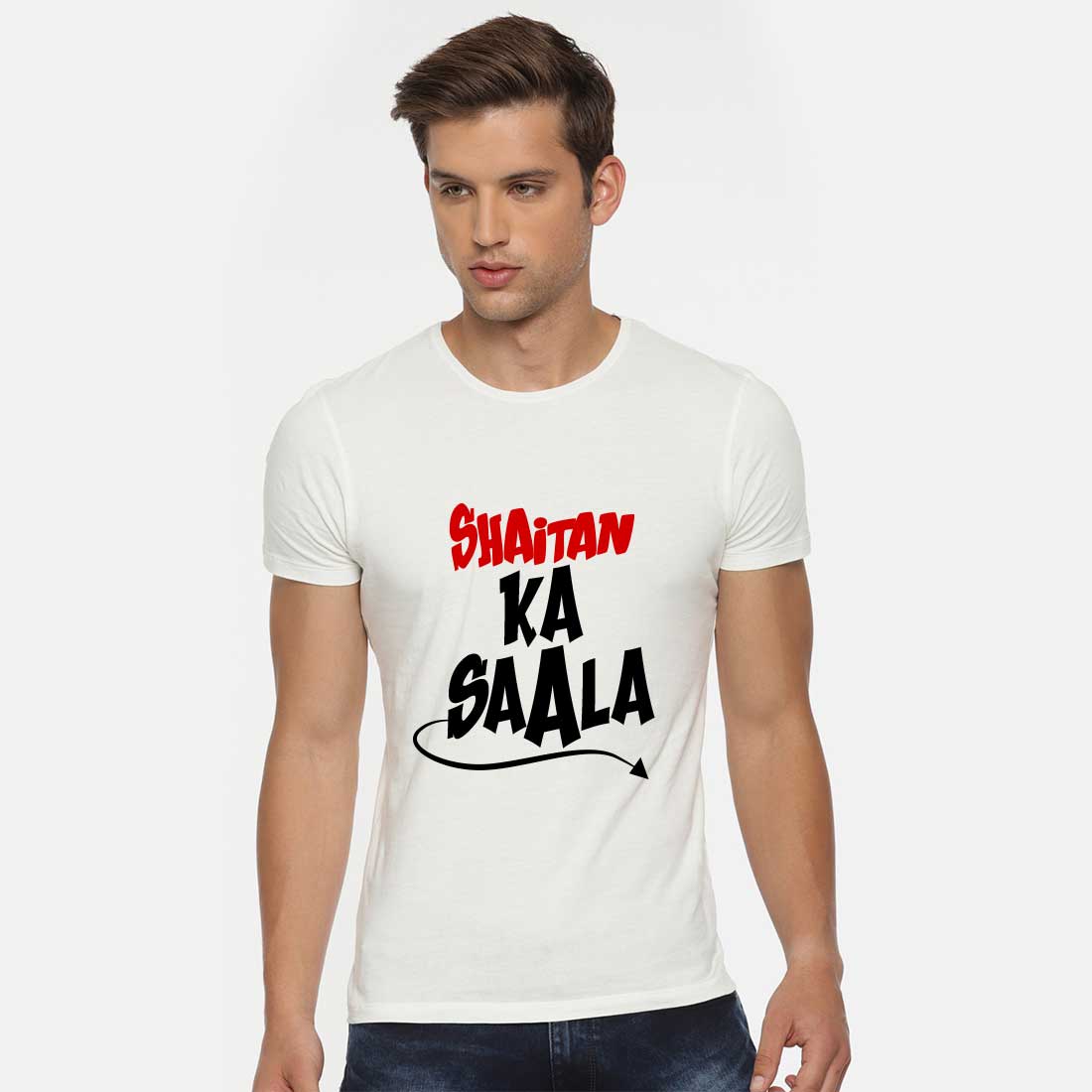 Shaitan Ka Saala White Men T-Shirt