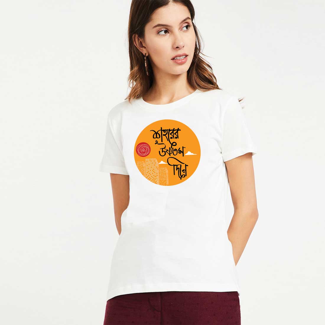 Shoreer Ushnotomo Din e White Women T Shirt
