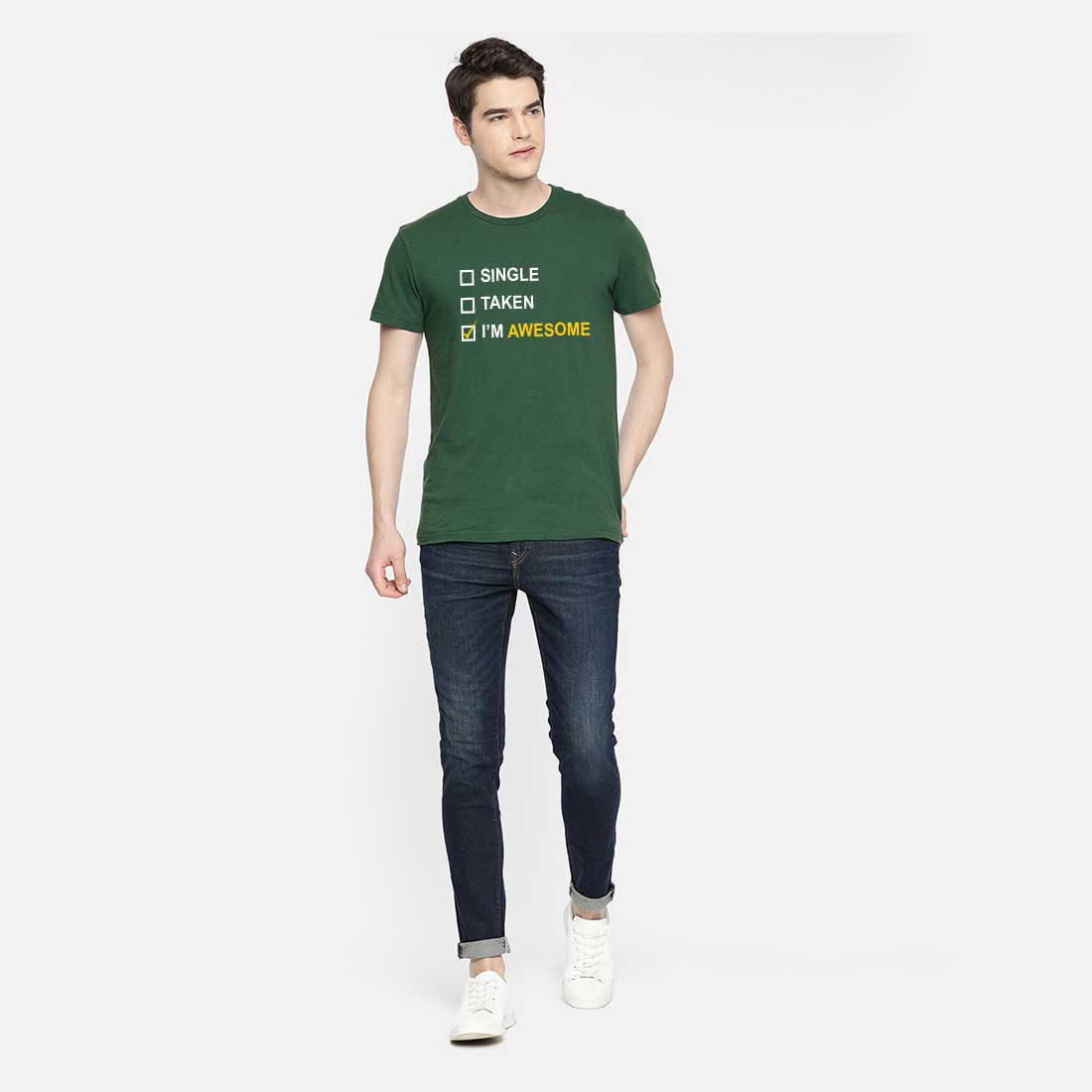Single Taken I Am Awesome Green Men T-Shirt
