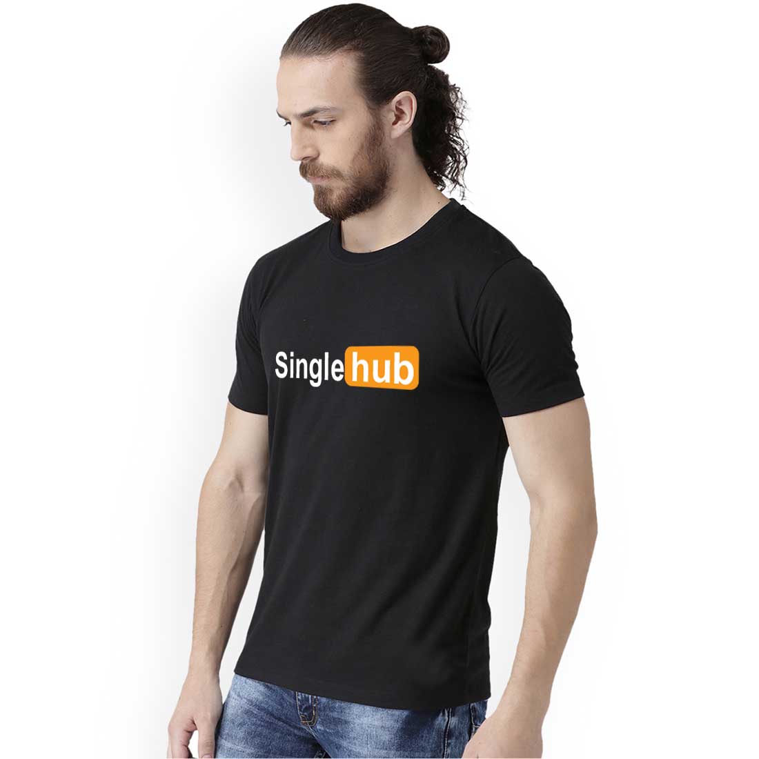 Single Hub Black Men T-Shirt