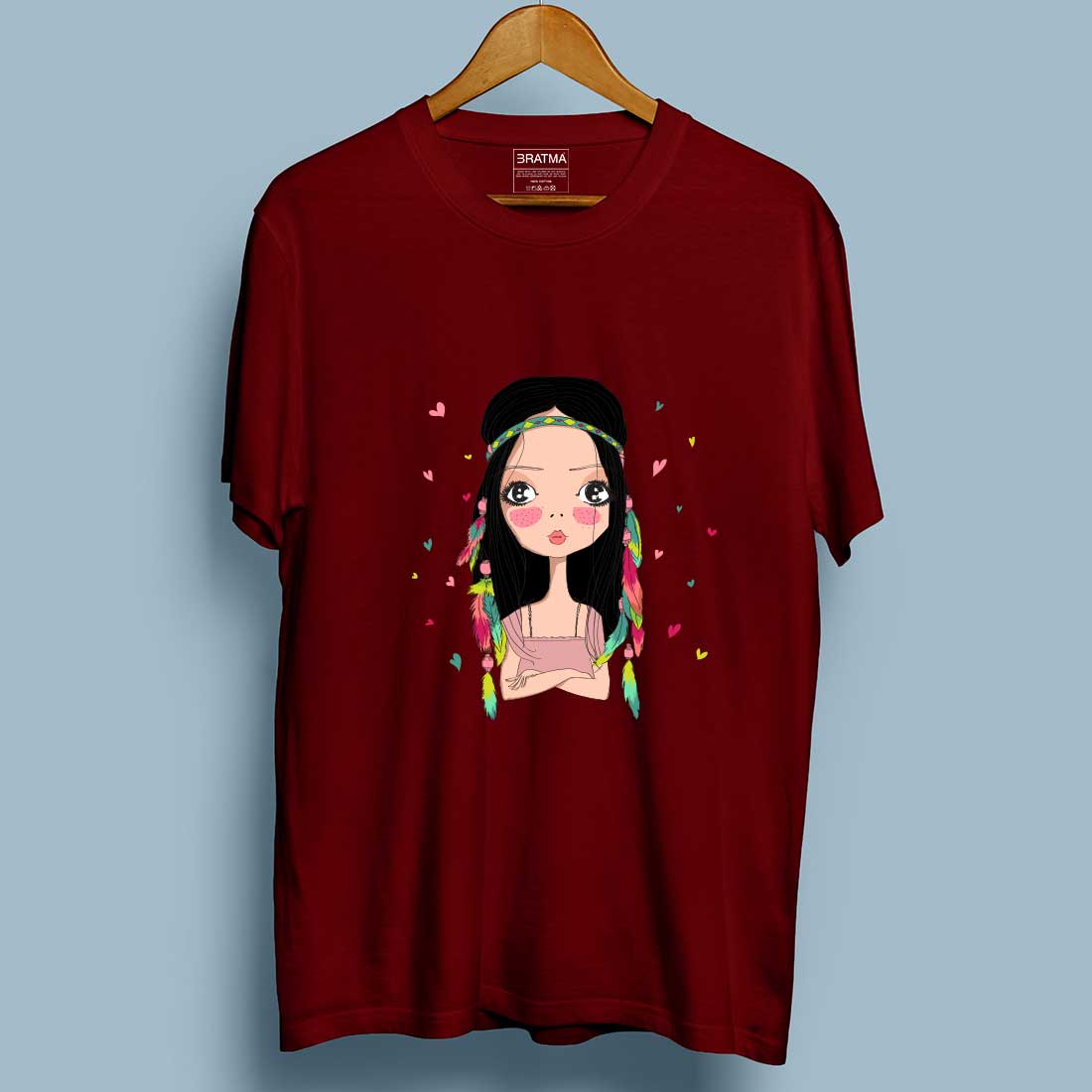 Tribal Girl Maroon Women T-Shirt