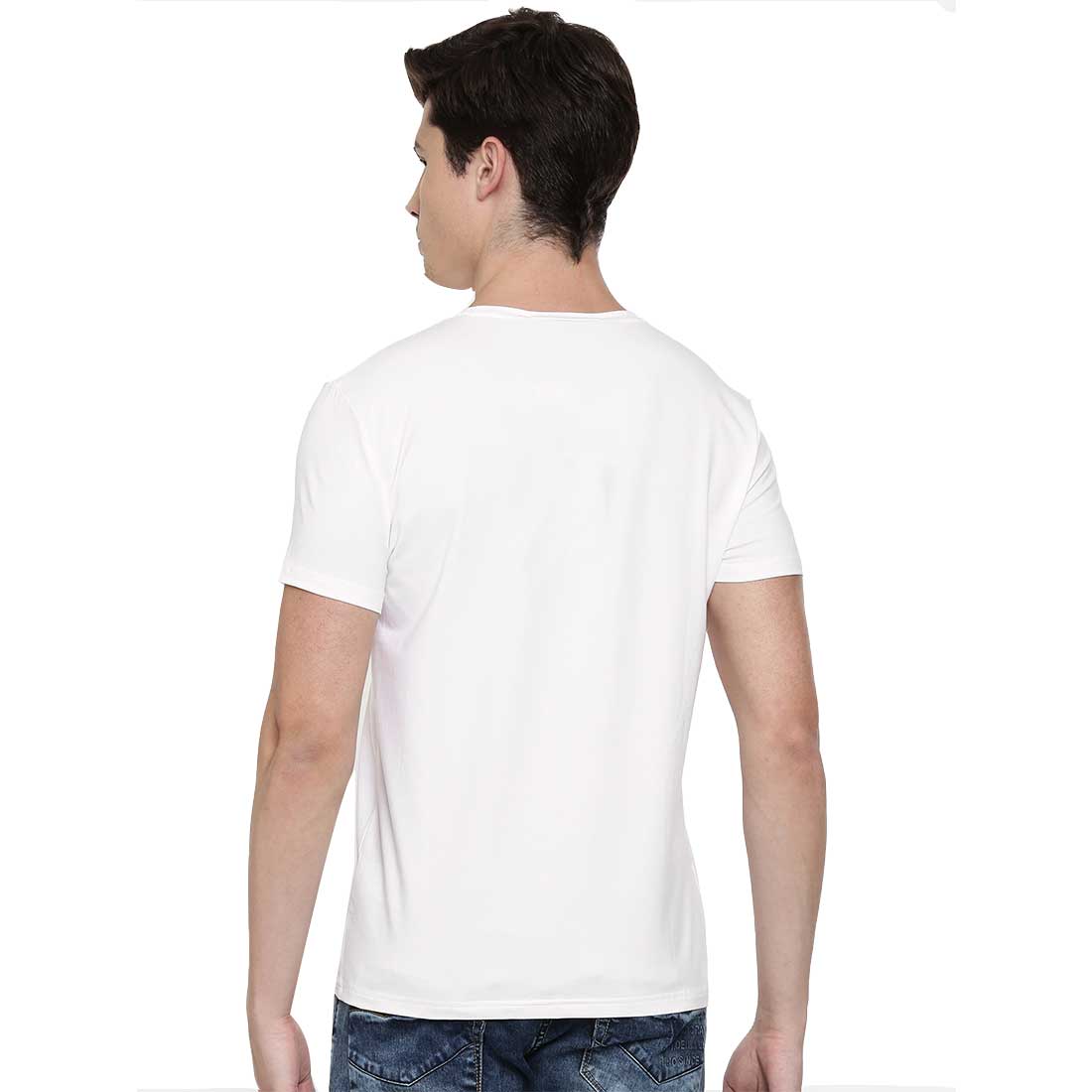 Men White Half Sleeves Plain T-Shirt