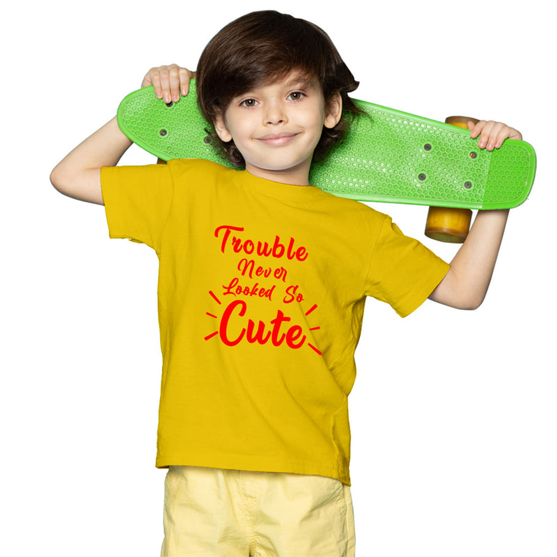 Trouble Never Looked So Cute Printed Boys T-Shirt