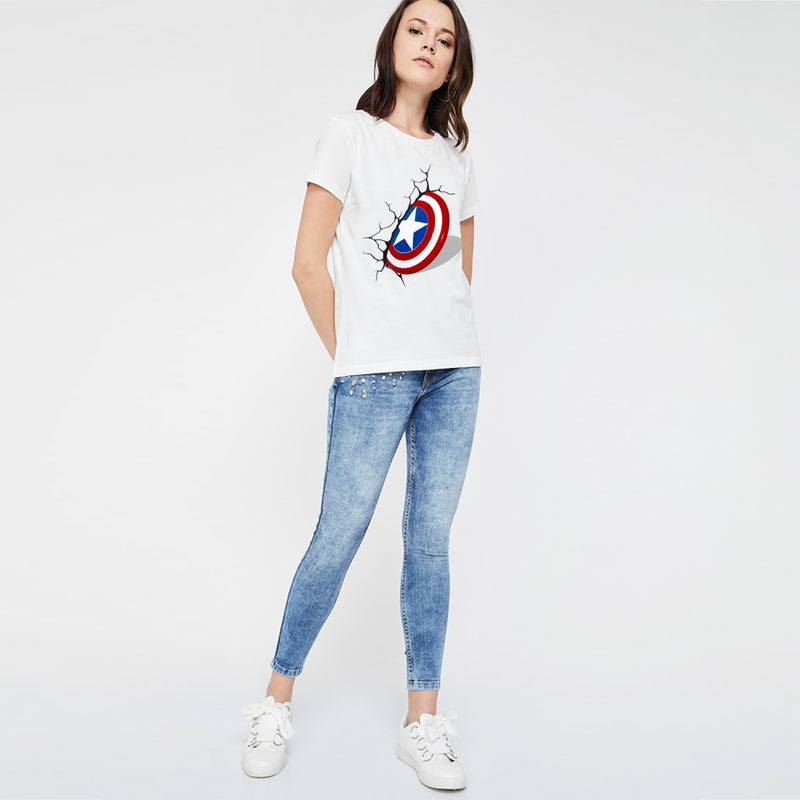 Cap America Shield Women T-Shirt