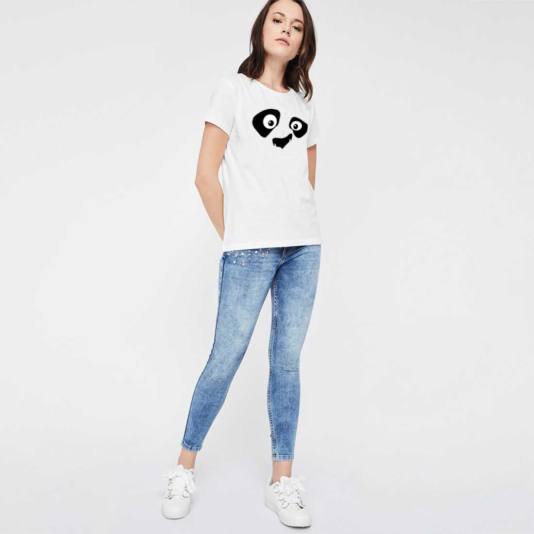 Kungfu Panda Eye White Women T-Shirt
