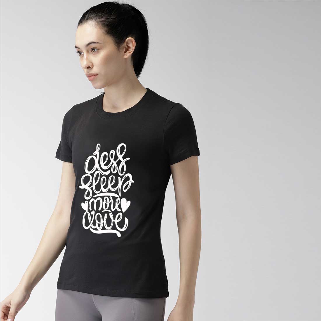Less Sleep More Love Black Women T-Shirt