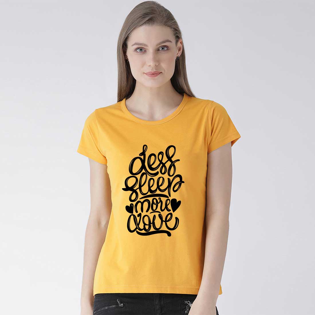 Less Sleep More Love Mustard Women T-Shirt