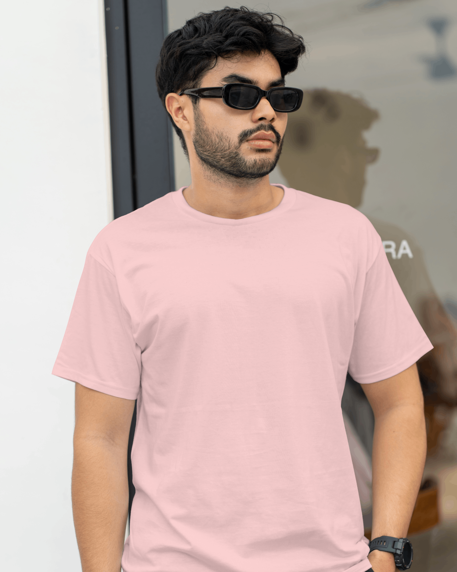half sleeve t shirt pink
