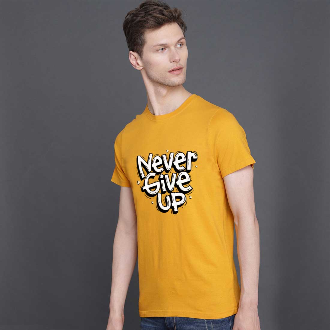 Never Give Up Mustrad Men T-Shirt