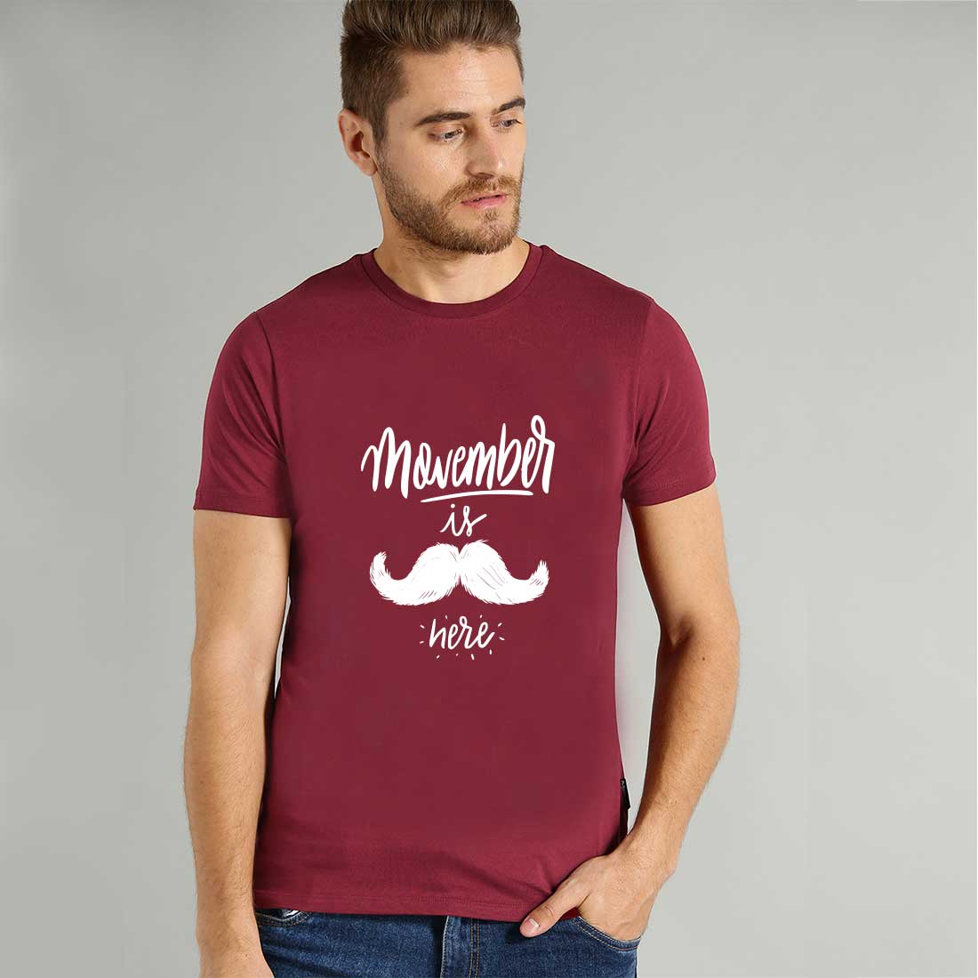 November Is Here Maroon Men T-Shirt