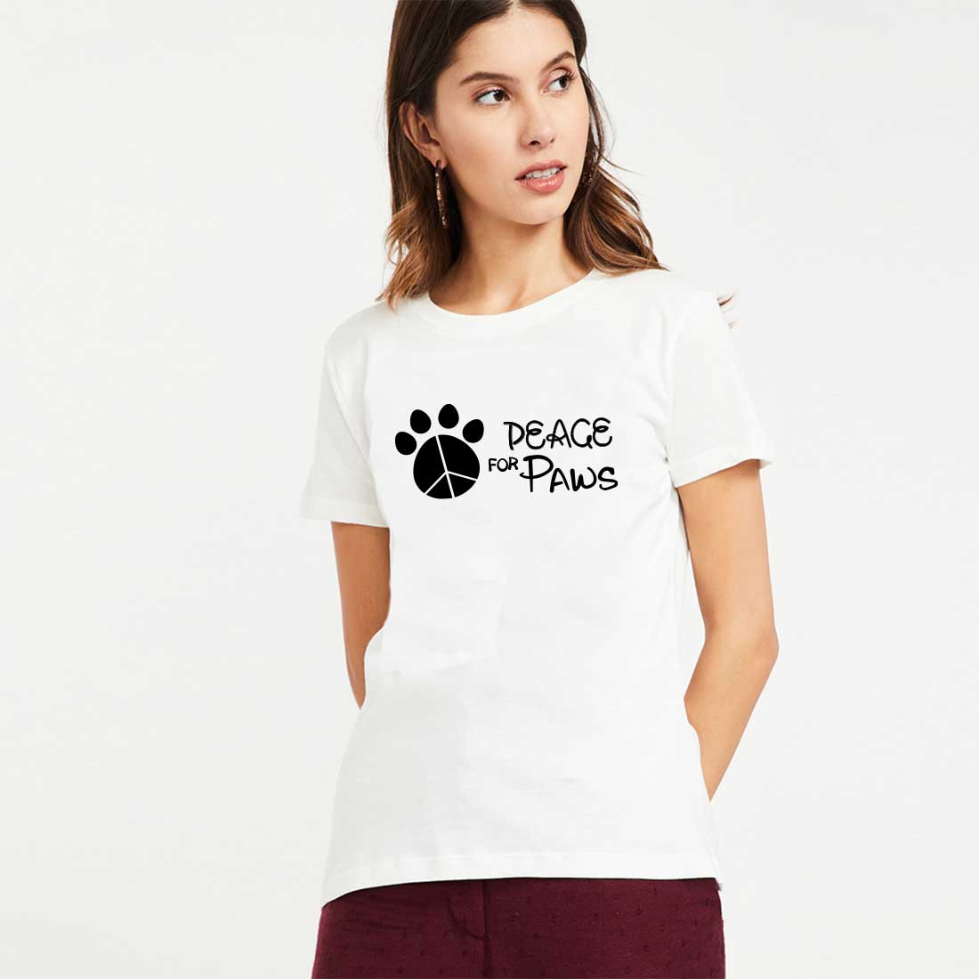 Peace For Paws White Women T-Shirt