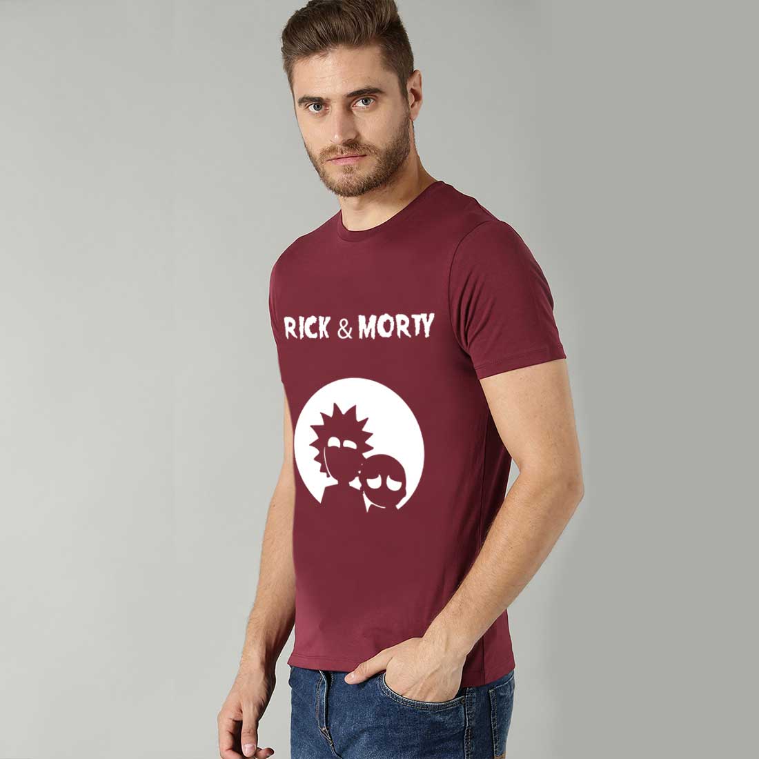 Rick And Morty Design Maroon Maroon Men T-Shirt
