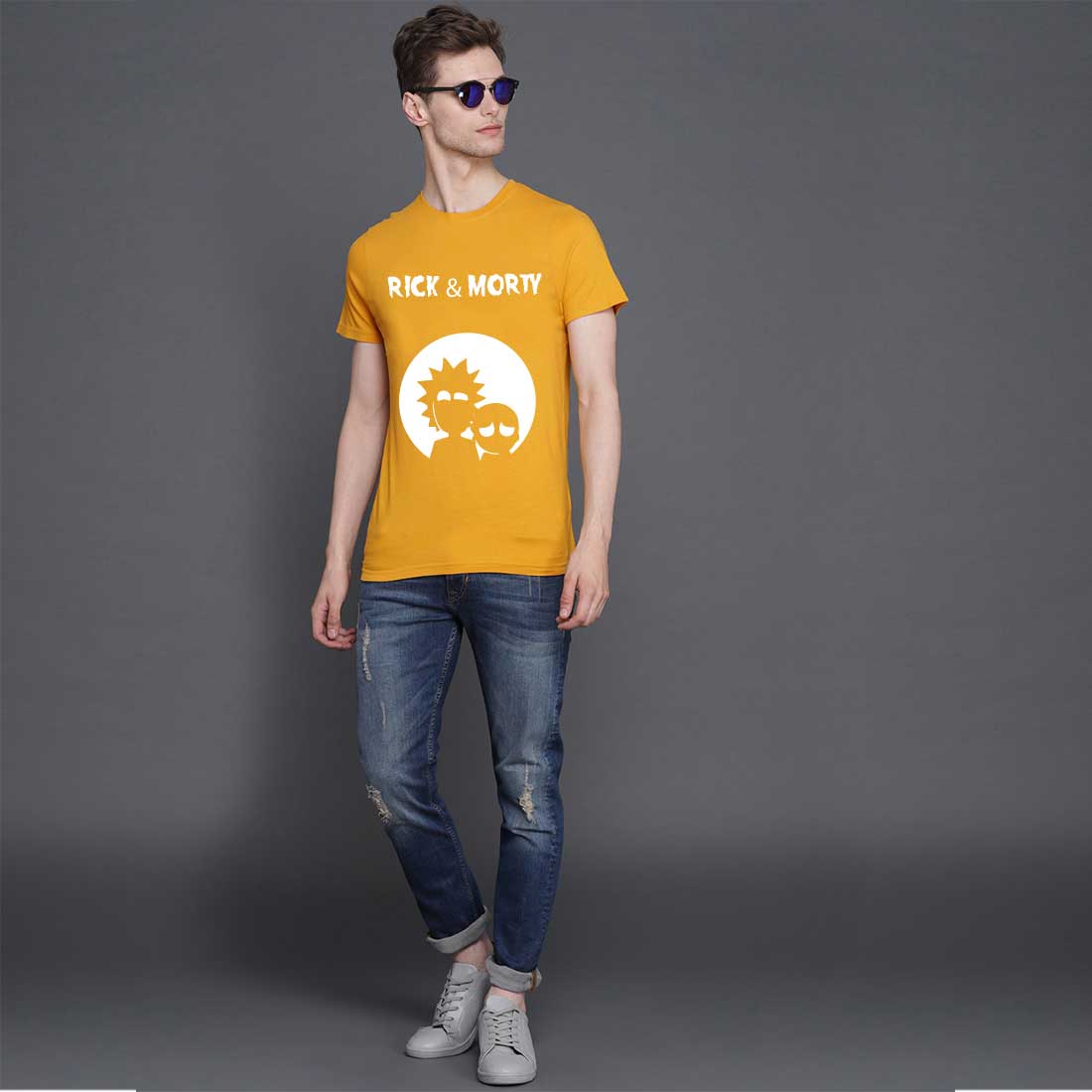 Rick And Morty Design Maroon Mustrad Men T-Shirt