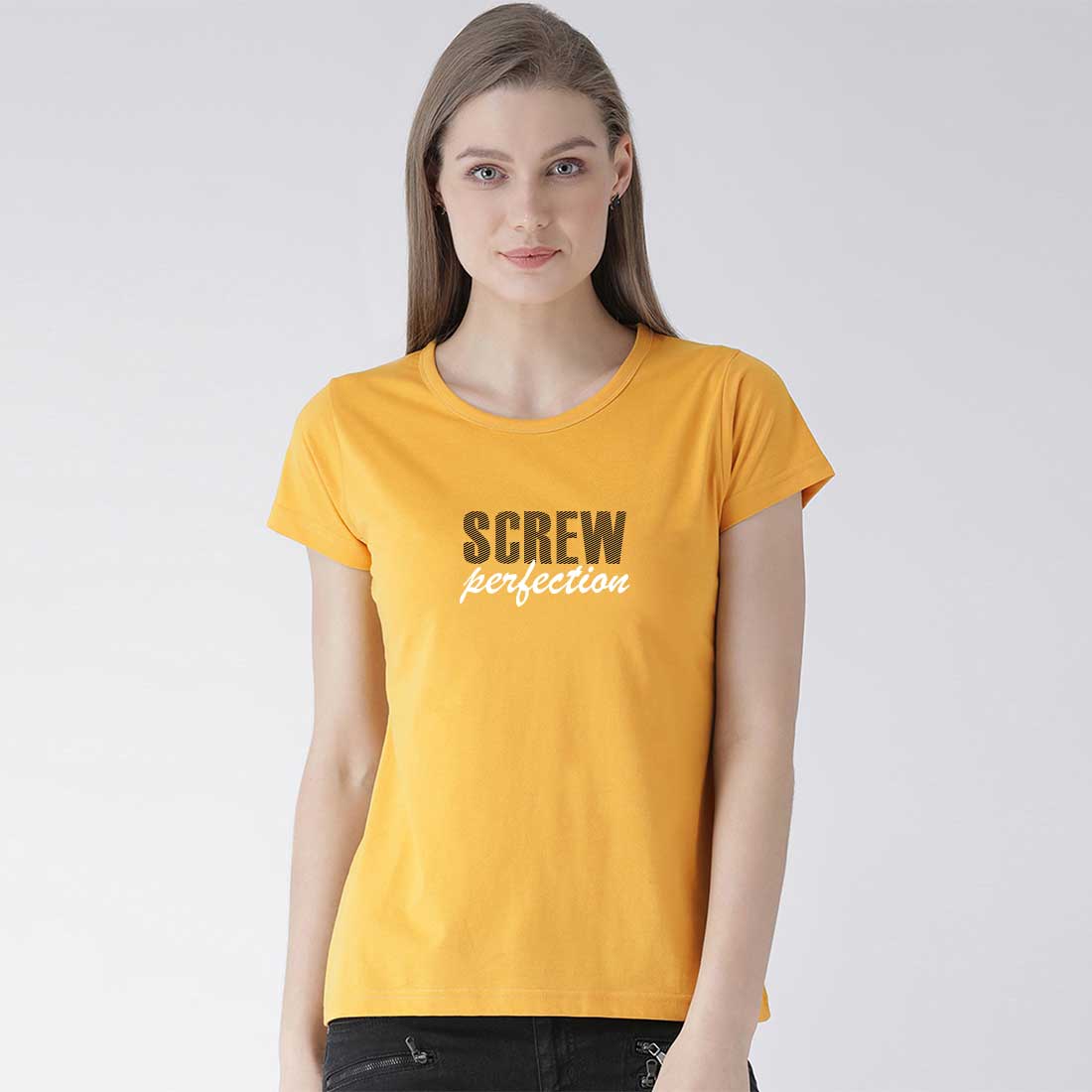 Screw Perfection Mustard Women T-Shirt