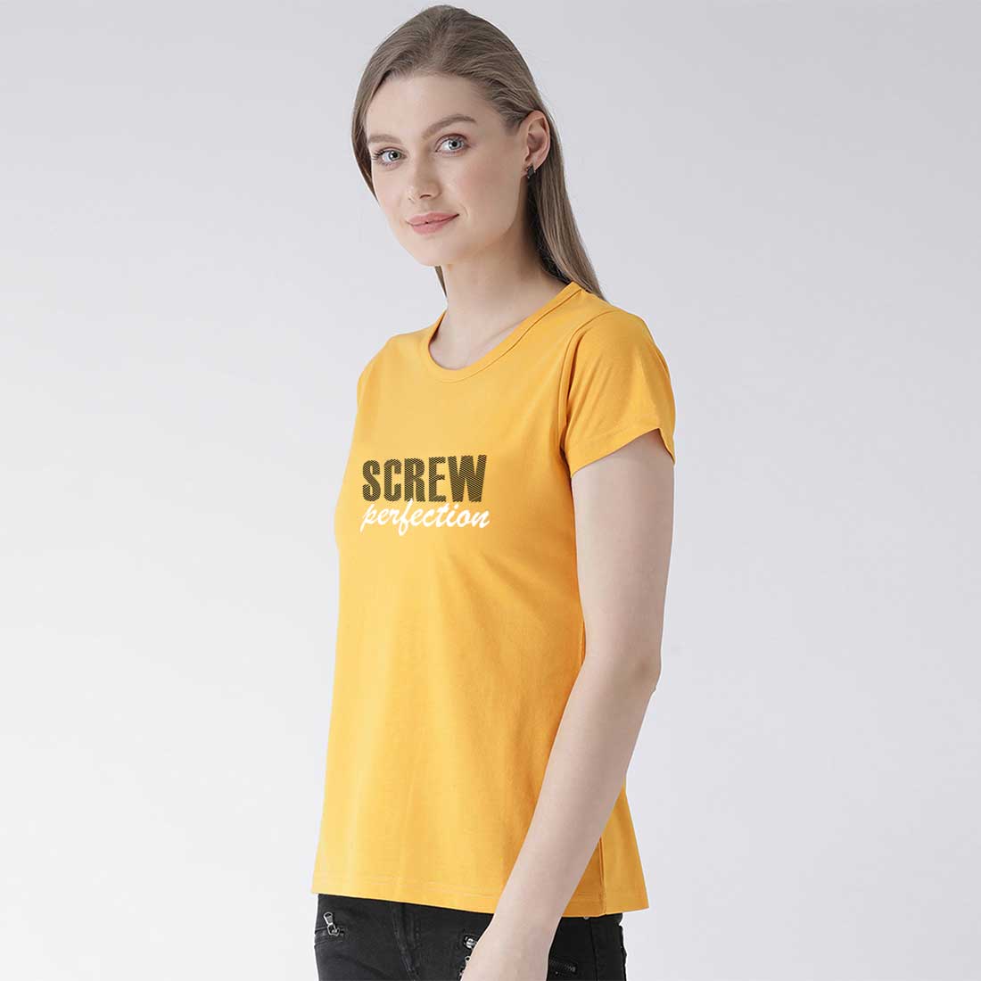 Screw Perfection Mustard Women T-Shirt