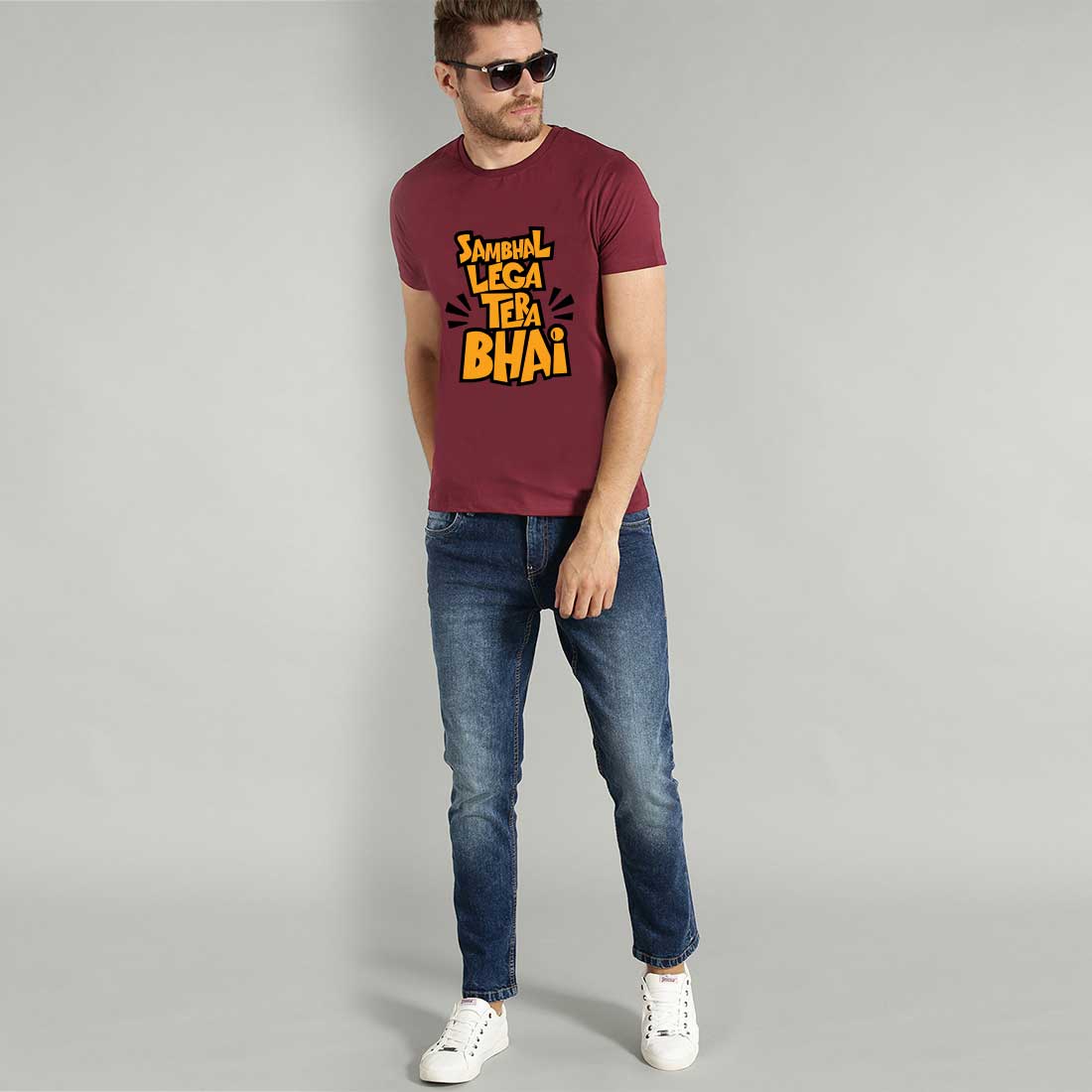 Shambhal Lega Tera Bhai  Maroon Men T-Shirt
