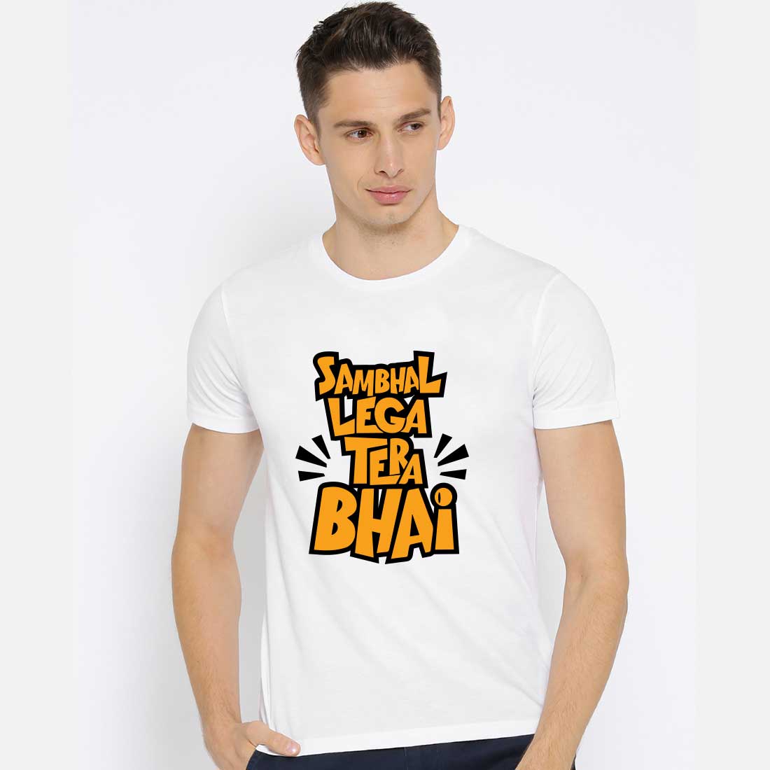 Shambhal Lega Tera Bhai White Men T-Shirt