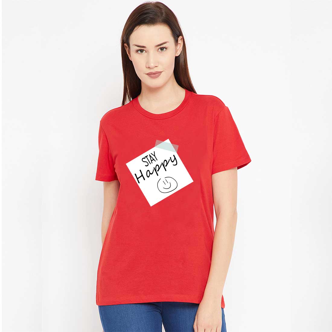 Stay Happy Red Women T-Shirt