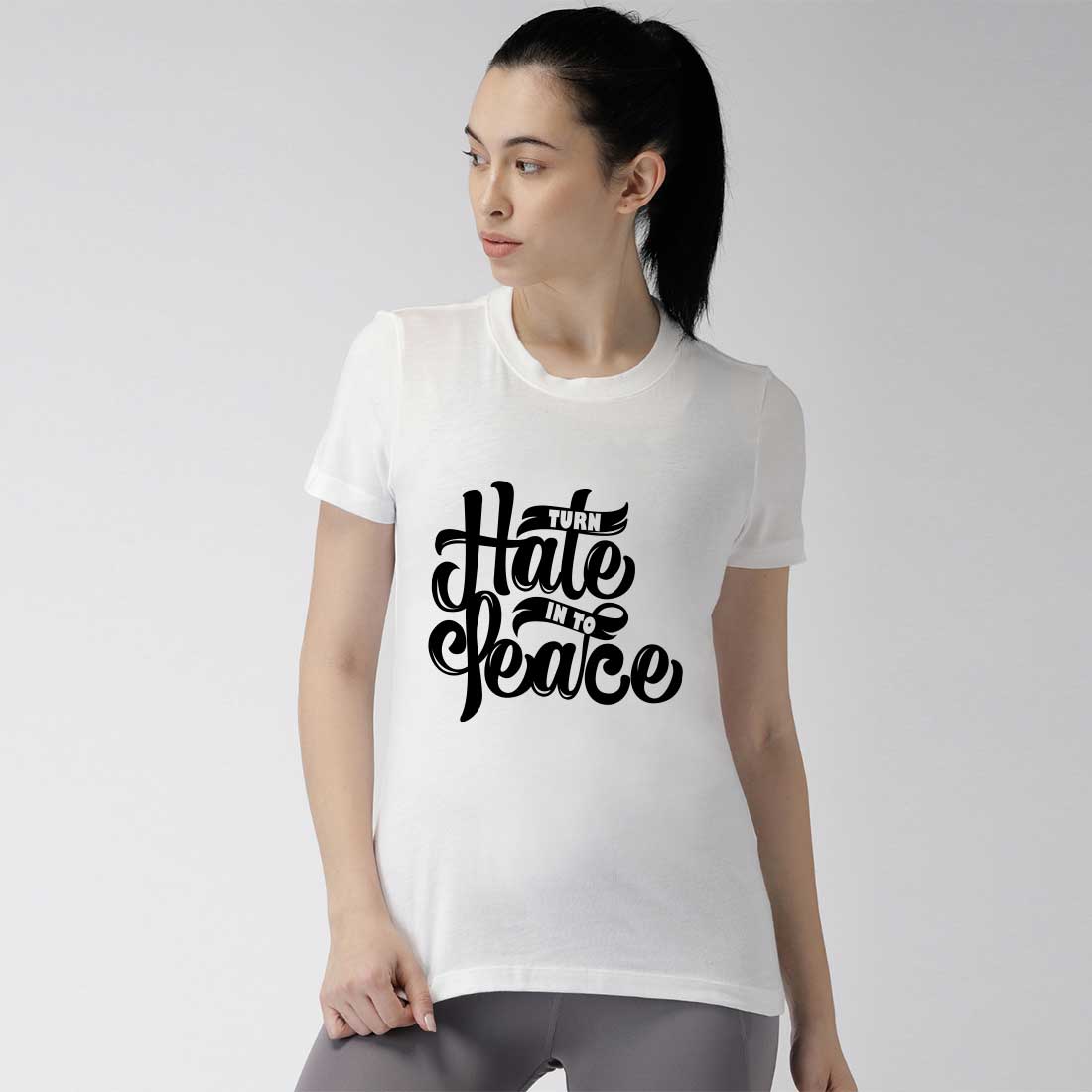 Turn Hate Into Peace White Women T-Shirt